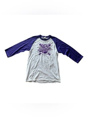 Port and Company White and Purple GCU Baseball Raglan Long Sleeve Tee